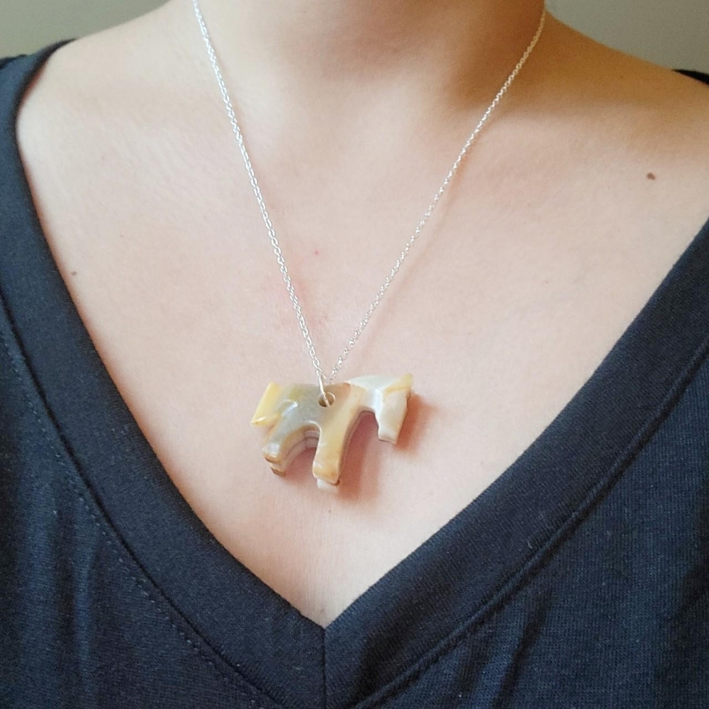 Vintage Silver Stone Horse Necklace - Picture 4 of 6